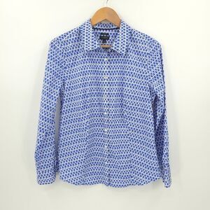 Talbots No-Iron Button Up Shirt Blue Career Wrinkle Resistant Size 10